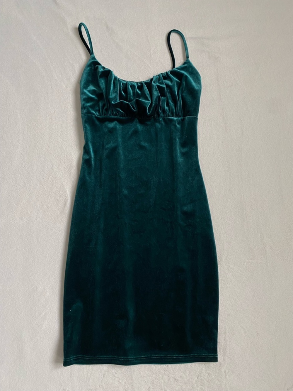 Velvet Spaghetti-Strap Sheath Dress in Teal